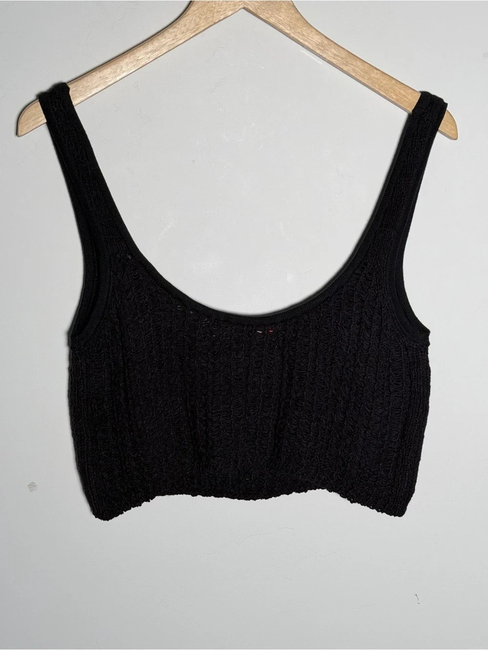 Free People Beach Black Crochet Knit Cropped Tank
